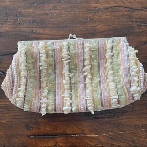 Vintage La Regale Beaded Clutch Bag Ivory Pastel Stone Evening Bag